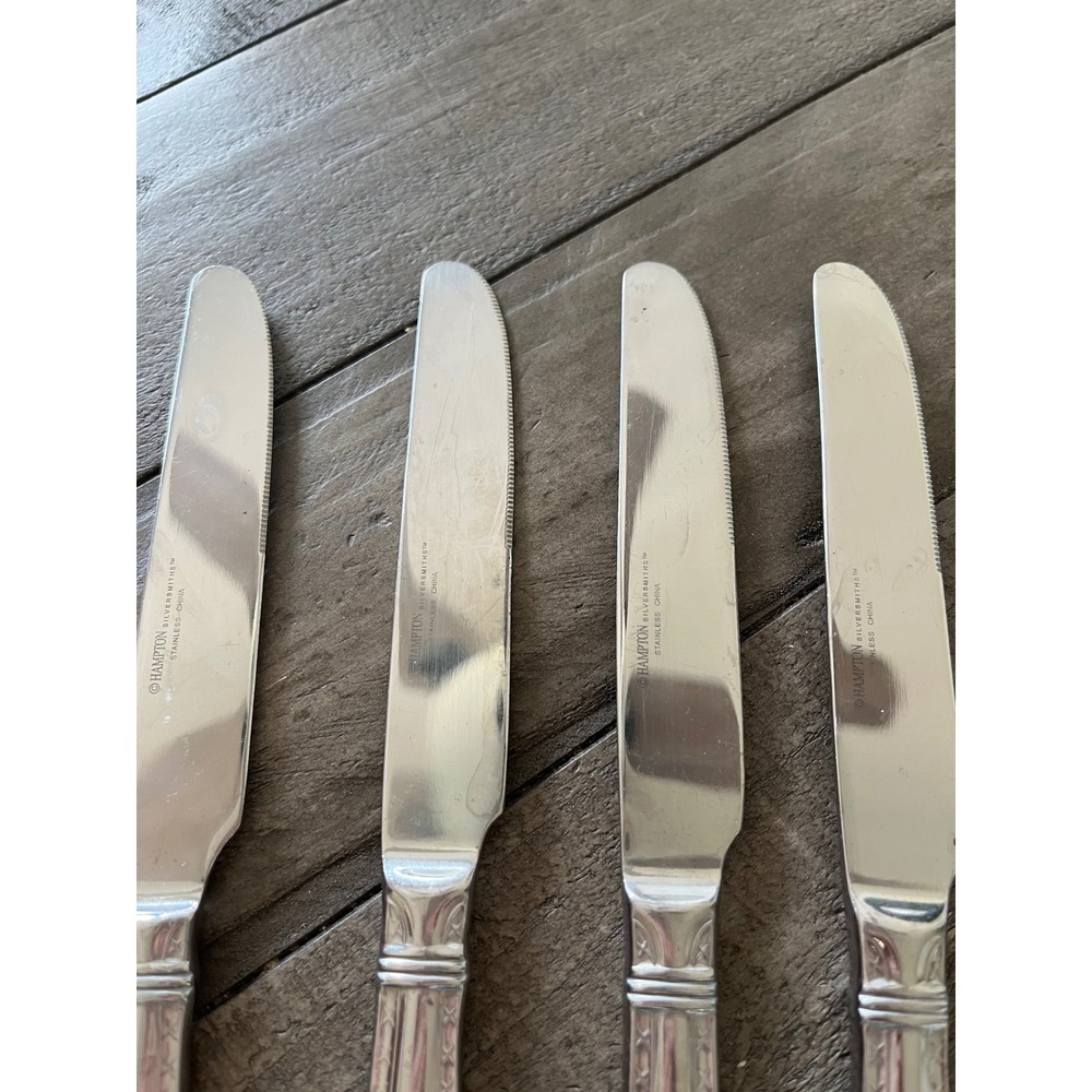 Hampton Silversmiths Stainless Steel Dinner Knives Bead Pattern Set of 4 Silver - Picture 4 of 5